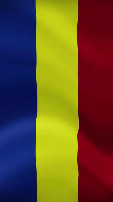 Romania Waving Flag in Vertical Orientation – Realistic Loop Animation Stock Footage 294947828