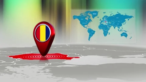 Romania World Map Pin Location Background Loop 4k Stock Footage 341815738