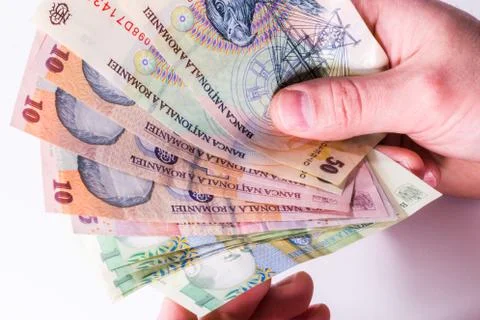 Romanian  banknotes, close-up Stock Photos