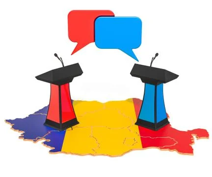 Romanian Debate concept, 3D rendering Stock-Illustration