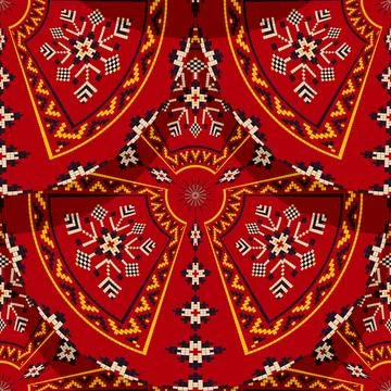 Romanian embroidery seamless pattern Illustrazione stock