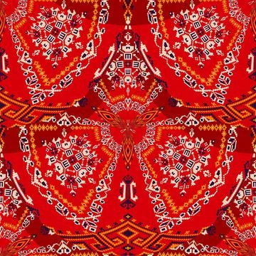 Romanian embroidery seamless pattern vector design 스톡 일러스트
