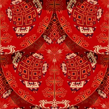 Romanian embroidery seamless pattern vector design 스톡 일러스트