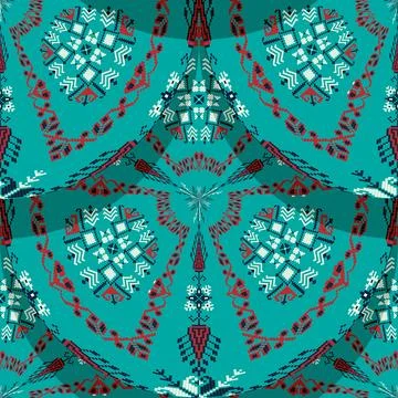 Romanian embroidery seamless pattern vector design 스톡 일러스트