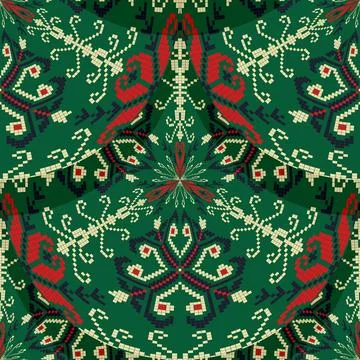 Romanian embroidery seamless pattern vector design 스톡 일러스트