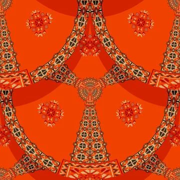 Romanian embroidery seamless pattern vector design 스톡 일러스트