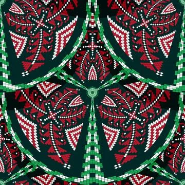Romanian embroidery seamless pattern vector design 스톡 일러스트