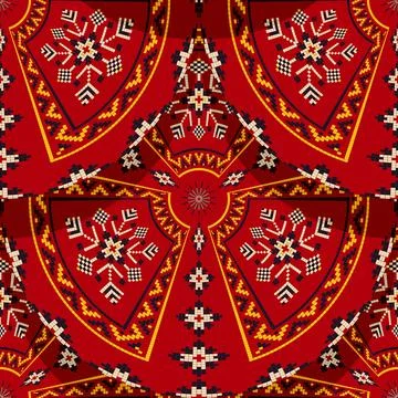 Romanian embroidery seamless pattern vector design 스톡 일러스트