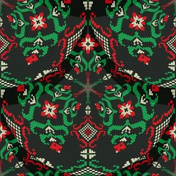 Romanian embroidery seamless pattern vector design 스톡 일러스트