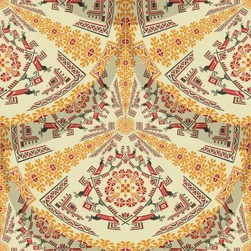 Romanian embroidery seamless pattern vector design 스톡 일러스트