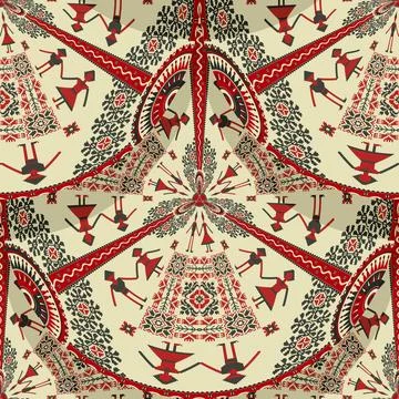 Romanian embroidery seamless pattern vector design 스톡 일러스트