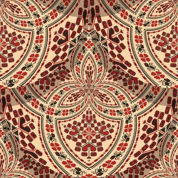 Romanian embroidery seamless pattern vector design 스톡 일러스트