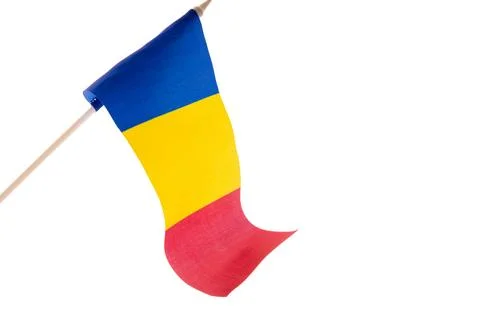 Romanian flag on a black background. Isolate. Stock Photos