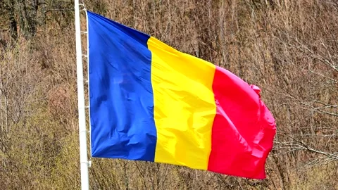 Romanian flag on the flagpole Stock Footage 187065422