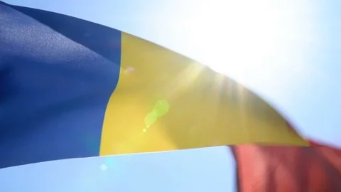 Romanian Flag Flapping Stock Footage 118575661