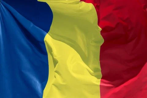 Romanian flag floating Stock Photos