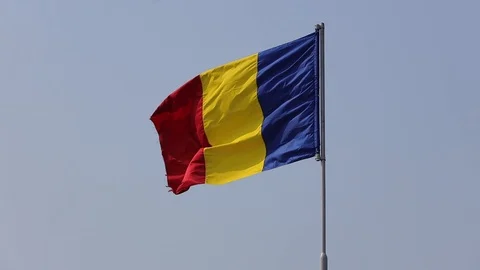 Romanian flag flying Stock Footage 127527015