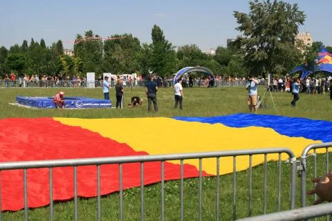 Romanian Flag On Grass Stock Photos