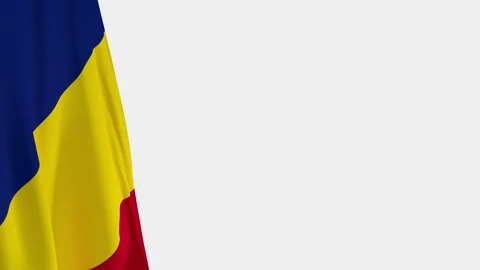 Romanian Flag on Left Side, Waving National Symbol with Copy Space - 3D ren.. Vídeos de archivo 336658623