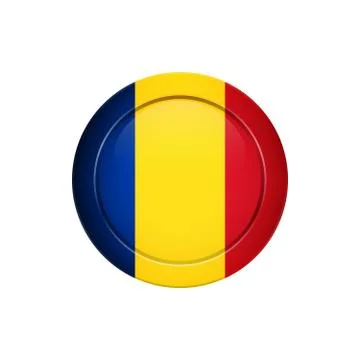 Romanian flag on the round button, vector illustration Stock Illustration
