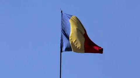 Romanian flag in the sky 库存影片 76441890