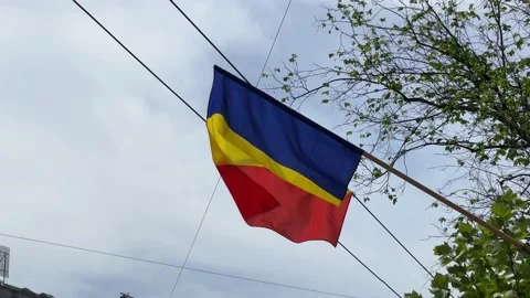 Romanian flag waves on the wind Stock Footage 191596882