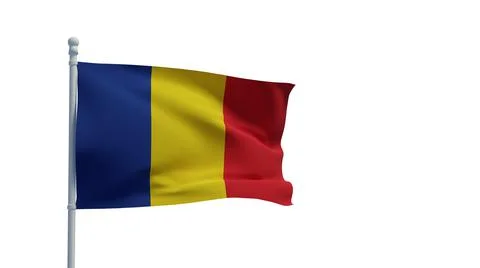 Romanian flag, waving in the wind - 3d rendering - CGI 스톡 일러스트