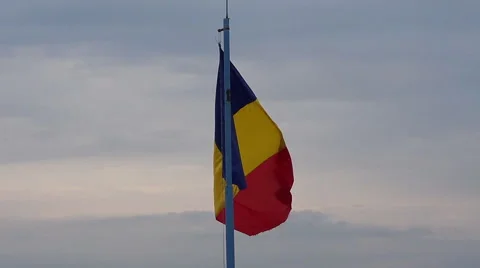 Romanian flag in the wind Stock Footage 42800412