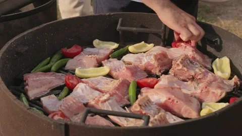 Romanian grill on Danube Delta Stock Footage 151250466