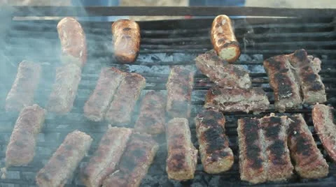 Romanian grilled specialties Stock Footage 12455596