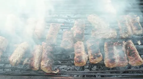 Romanian grilled specialties Stock Footage 12455699