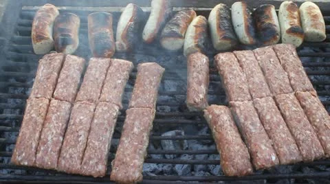 Romanian grilled specialties Stock Footage 12455703