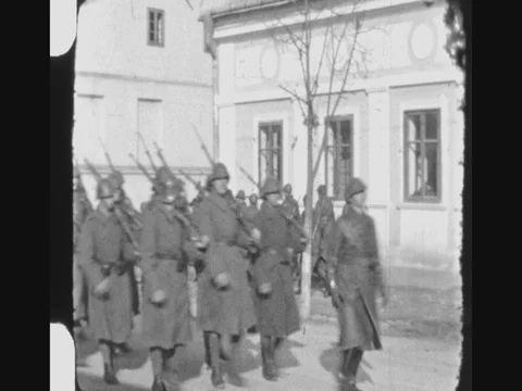 Romanian Infantry Marching Stock Footage 80577895