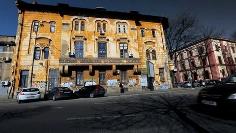 Romanian old building Stock Footage 76442565