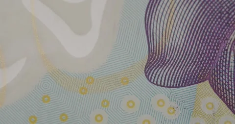 Romanian one hundred lei banknote details macro shot Stock Footage 345519906