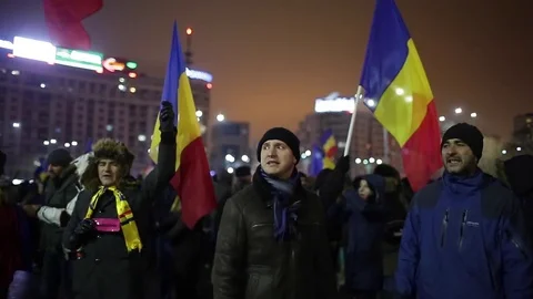 Romanian Protests Stock Footage 72330364