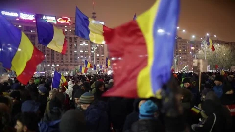 Romanian Protests Stock Footage 72330367