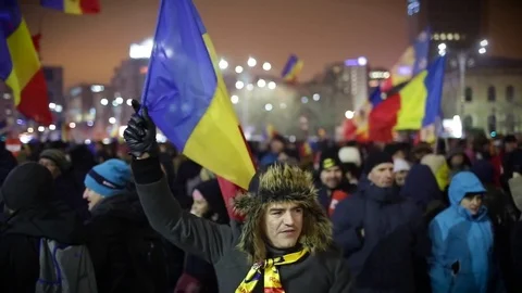 Romanian Protests Stock Footage 72330368