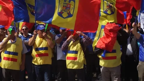 Romanian State Railways workers protest Video stock 246555309
