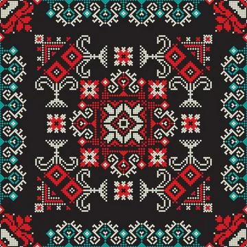 Romanian vector pattern inspired from traditional embroidery Stock Illustration
