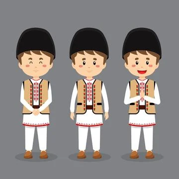 Romanians Character with Various Expression Stock Illustration