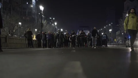 Romanians protest in Bucharest against corruption and Government justice decree Stock Footage 104076989