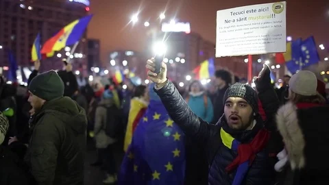 Romanians Protest Stock Footage 72330360
