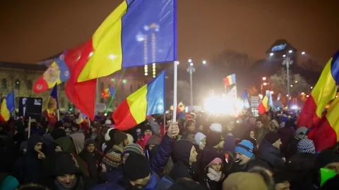 Romanians Protest Stock Footage 72330371