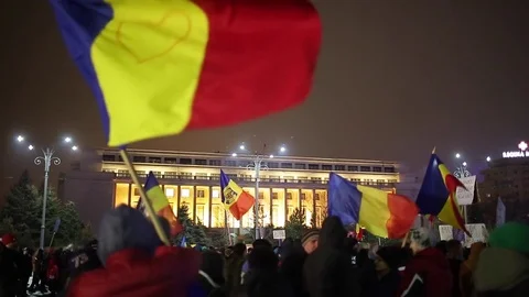 Romanians Protest Stock Footage 72330372