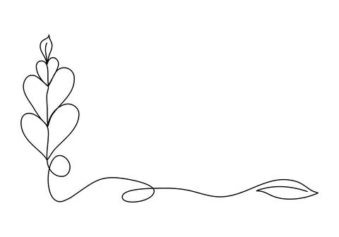 Romanic corner frame, one line drawing vector illustration. Stock Illustration