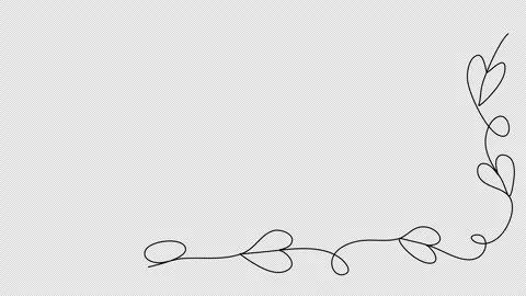 Romanic floral corner frame, one line drawing animation. Video clip with alpha c Stock Footage 273616270