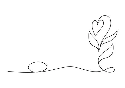 Romanic floral corner frame, one line drawing vector illustration. Stock Illustration
