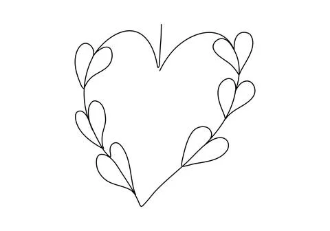 Romanic frame, one line drawing vector illustration. Stock Illustration