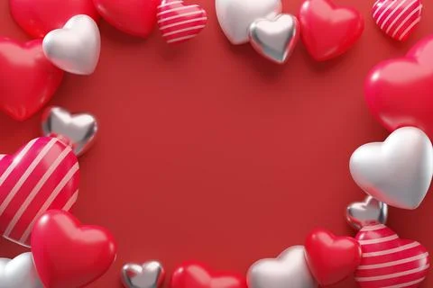 Romantic 3d Heart banner 스톡 일러스트